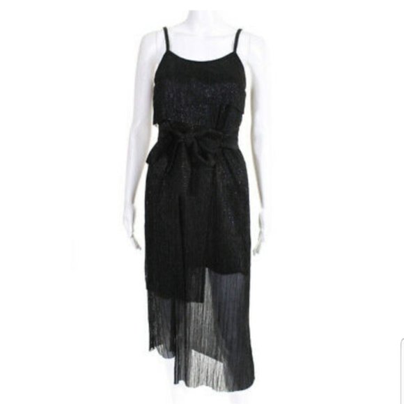 NWT Anthro Black Sparkle Tier Dress - Picture 1 of 7